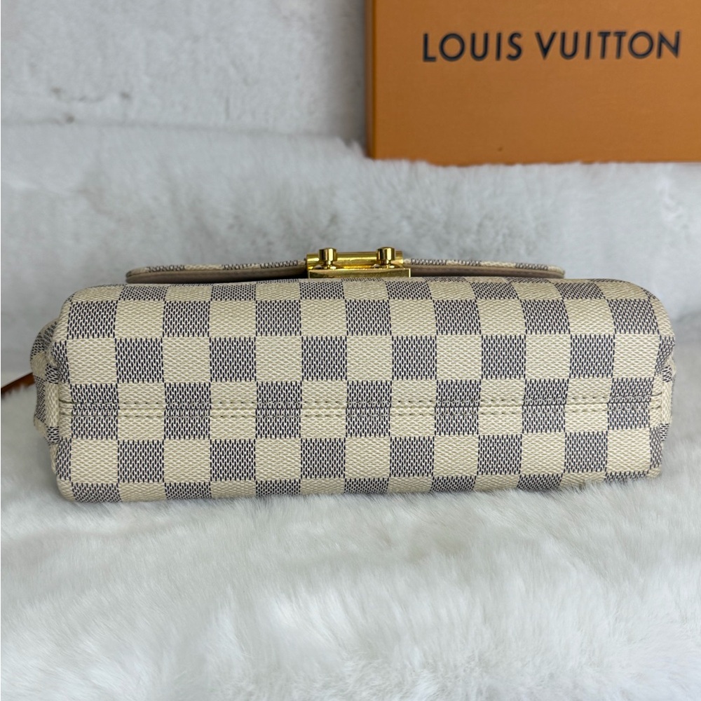 Authentic Louis Vuitton Checkered Damier Azur Croisette Pink Handbag Shoulder - Picture 6 of 13